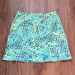 Title Nine Floral A-Line Skirt in Aqua and Yellow